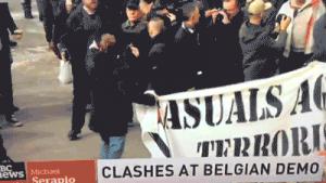 Gif avec les tags : bruxelles,coup de poing,fight,gauchiste,hipster,manif,patate